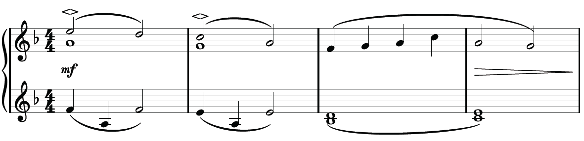 《ルルの子守唄》5-8小節の譜例